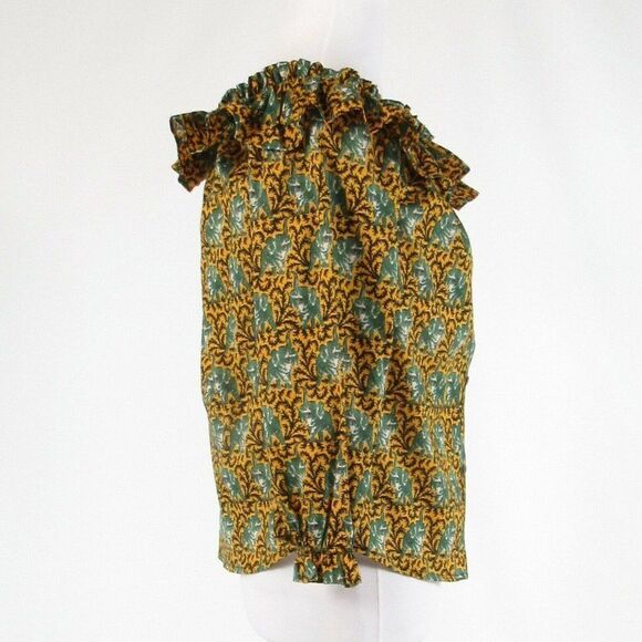 Green J. CREW button down blouse 2 - Picture 5 of 8